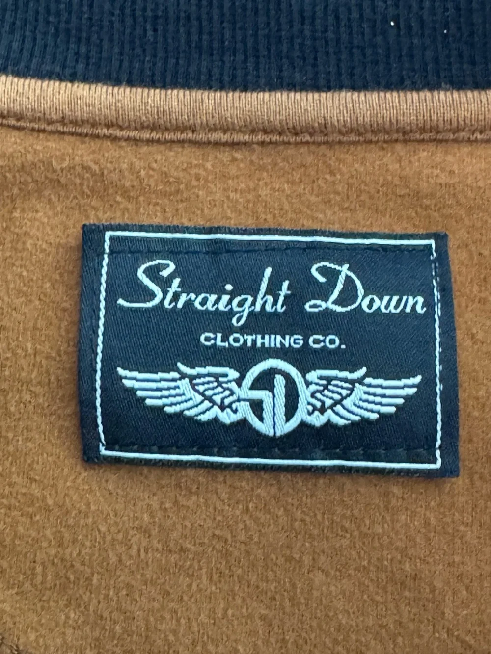 Men’s Straight Down Clothing Co Large Camel Colored 1/4 Zip Cotton Sweatshirt